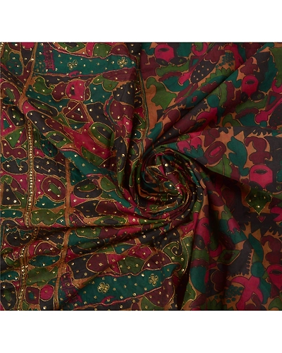 Sanskriti Vintage Peach Sarees Art Silk Hand Beaded Craft Fabric Premium Sari, PS-52124-Peach-Zari/Sequin Work-Art Silk-6