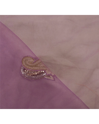 Sanskriti Vintage Purple Net Mesh Sarees Hand Beaded Craft Fabric Ethnic Sari, PS-52131-Purple-Zircon/Zardozi/Mukesh Work-Net Mesh-2