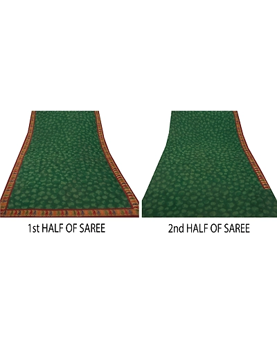 Sanskriti Vintage Green Sarees Blend Silk Craft Fabric Embroidered Premium Sari, PS-52132-Green-Thread Work-Blend Silk-4