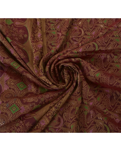 Sanskriti Vintage Dark Red Indian Sari Pure Silk Woven Craft Fabric Sarees, PS-52150-Dark Red-Woven Work-100% Pure Silk-6