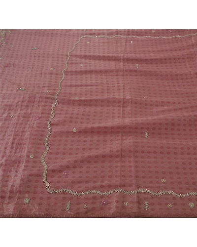 Sanskriti Vintage Pink Sarees Art Silk Hand Beaded Craft Fabric Cultural Sari, PS-52156-Pink-Dabka/Zardozi Work-Art Silk-5