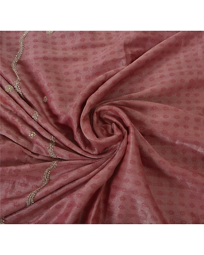Sanskriti Vintage Pink Sarees Art Silk Hand Beaded Craft Fabric Cultural Sari, PS-52156-Pink-Dabka/Zardozi Work-Art Silk-6