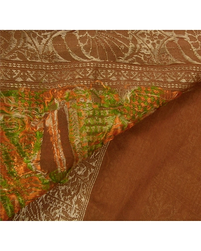 Sanskriti Vintage Brown Sarees Blend Silk Woven Craft 5 Yd Fabric Premium Sari, PS-52206-Brown-Woven Work-Blend Silk-3