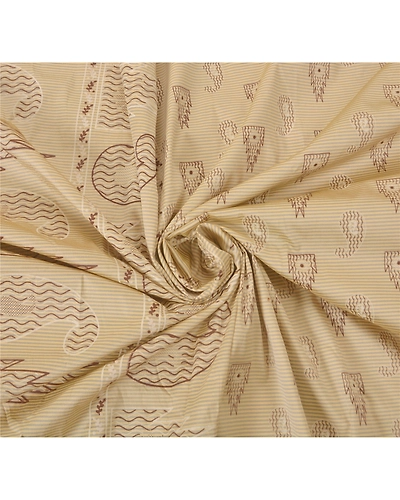 Sanskriti Vintage Cream Sarees Art Silk Painted Craft 5 Yd Fabric Premium Sari, PS-52211-Cream-Painted Work-Art Silk-6