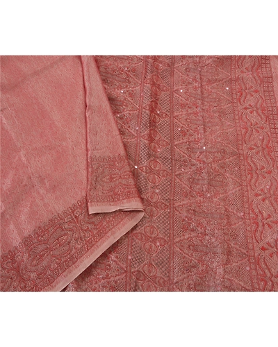 Sanskriti Vintage Pink Sarees Art Silk Hand Bead Woven Craft Fabric Premium Sari, PS-52215-Pink-Woven Work-Art Silk-1