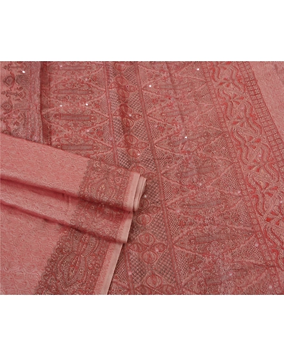 Sanskriti Vintage Pink Sarees Art Silk Hand Bead Woven Craft Fabric Premium Sari, PS-52215-Pink-Woven Work-Art Silk-2