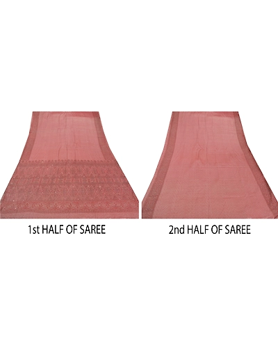 Sanskriti Vintage Pink Sarees Art Silk Hand Bead Woven Craft Fabric Premium Sari, PS-52215-Pink-Woven Work-Art Silk-4