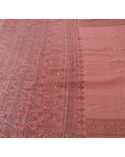 Sanskriti Vintage Pink Sarees Art Silk Hand Bead Woven Craft Fabric Premium Sari, PS-52215-Pink-Woven Work-Art Silk-5