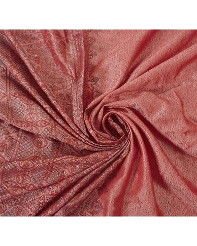 Sanskriti Vintage Pink Sarees Art Silk Hand Bead Woven Craft Fabric Premium Sari, PS-52215-Pink-Woven Work-Art Silk-6