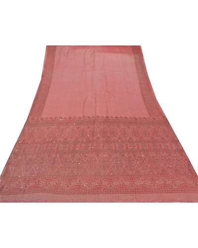 Sanskriti Vintage Pink Sarees Art Silk Hand Bead Woven Craft Fabric Premium Sari, PS-52215-Pink-Woven Work-Art Silk-7