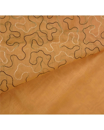 Sanskriti Vintage Cream Sarees Blend Silk Fabric Hand Embroidered Ari Work Sari, PS-52219-Cream-Thread/Patch Work-Blend Silk-3
