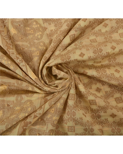 Sanskriti Vintage Cream Sarees Art Silk Woven Craft 5Yd Fabric Premium Soft Sari, PS-52257-Cream-Woven Work-Art Silk-6