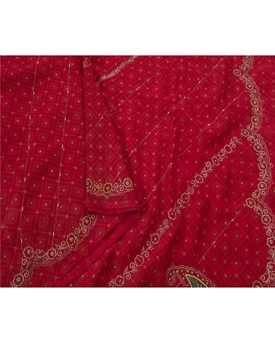 Sanskriti Vintage Red Sarees Art Silk Hand Beaded Craft Fabric Premium Zari Sari, PS-52271-Red-Zari/Zardozi/Dabka Work-Art Silk-1