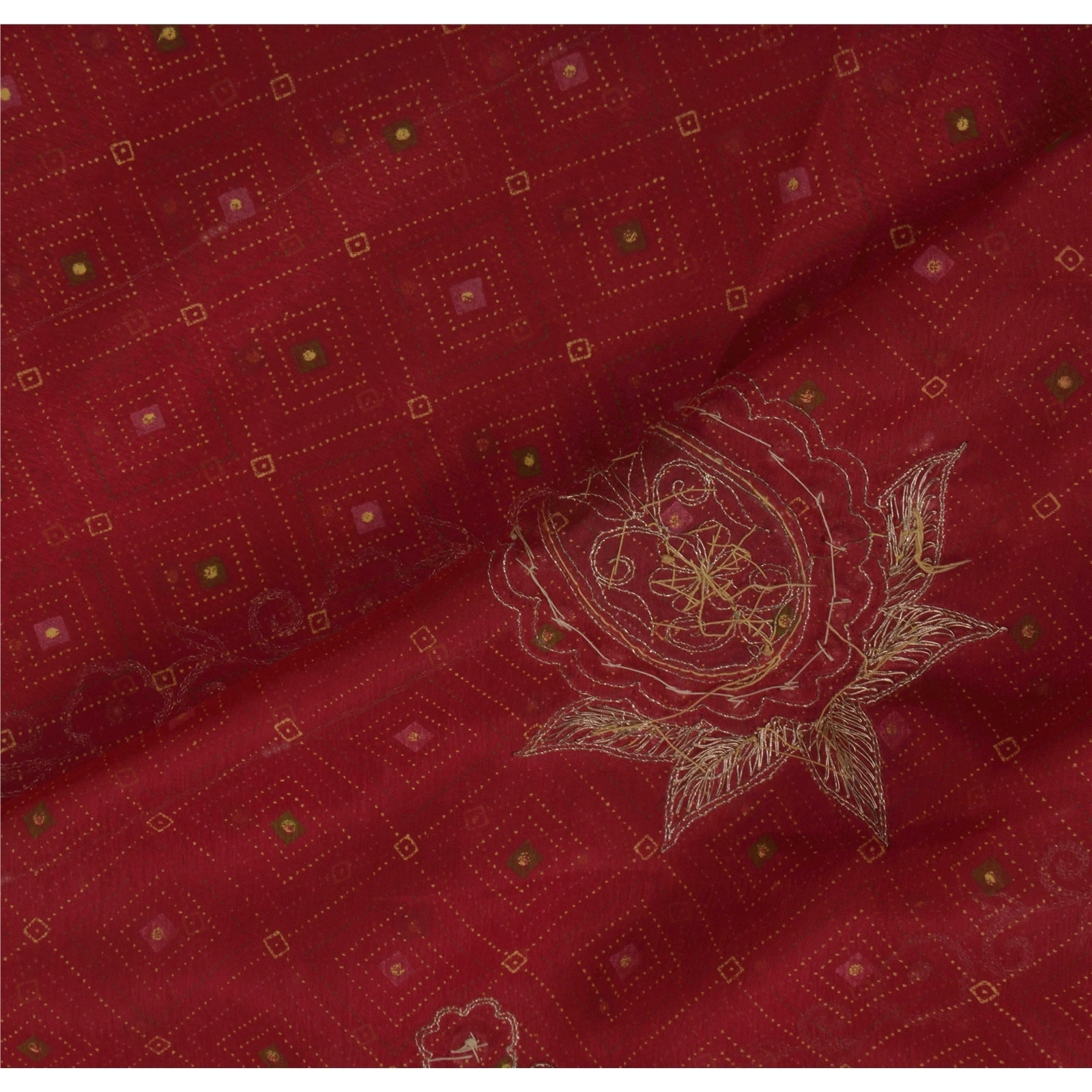 Sanskriti Vintage Red Sarees Art Silk Hand Beaded Craft Fabric Premium Zari Sari, PS-52271-Red-Zari/Zardozi/Dabka Work-Art Silk-3