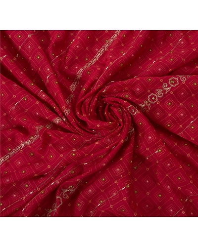 Sanskriti Vintage Red Sarees Art Silk Hand Beaded Craft Fabric Premium Zari Sari, PS-52271-Red-Zari/Zardozi/Dabka Work-Art Silk-6