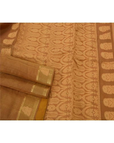 Sanskriti Vintage Green Sarees Pure Silk Woven Craft 5 Yd Fabric Premium Sari, PS-52299-Green-Woven Work-100% Pure Silk-2