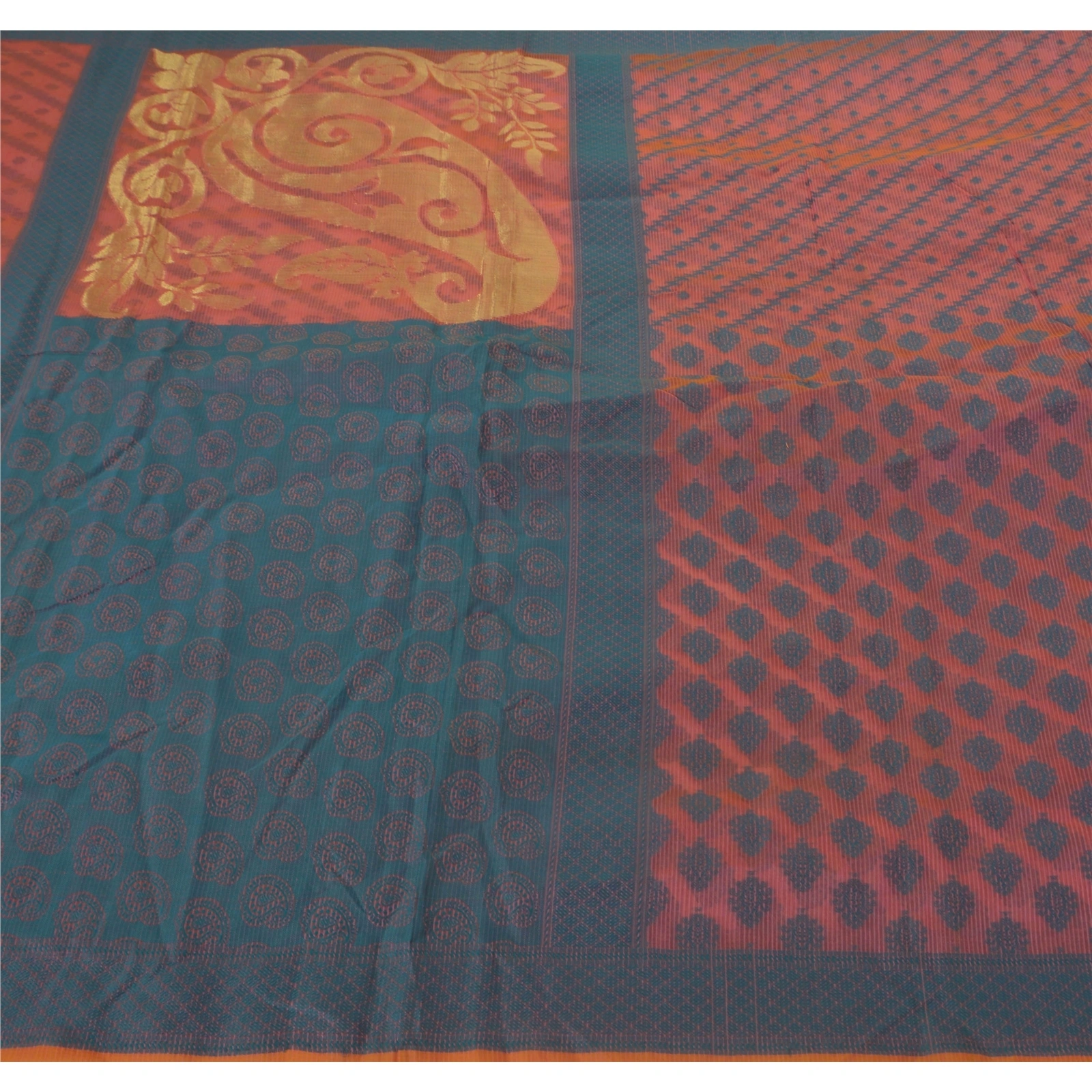 Sanskriti Vintage Pink Sarees Blend Silk Woven Craft 5 Yd Fabric Sari Paisley, PS-52307-Pink-Woven Work-Blend Silk-5