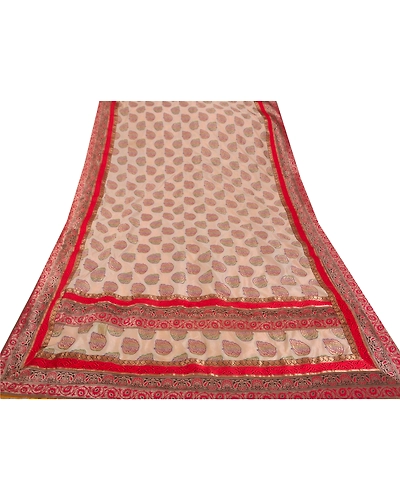 Sanskriti Vintage Cream Sarees Art Silk Woven Craft Fabric Cultural Sari Blouse, PS-52322-Cream-Woven Work-Art Silk-8