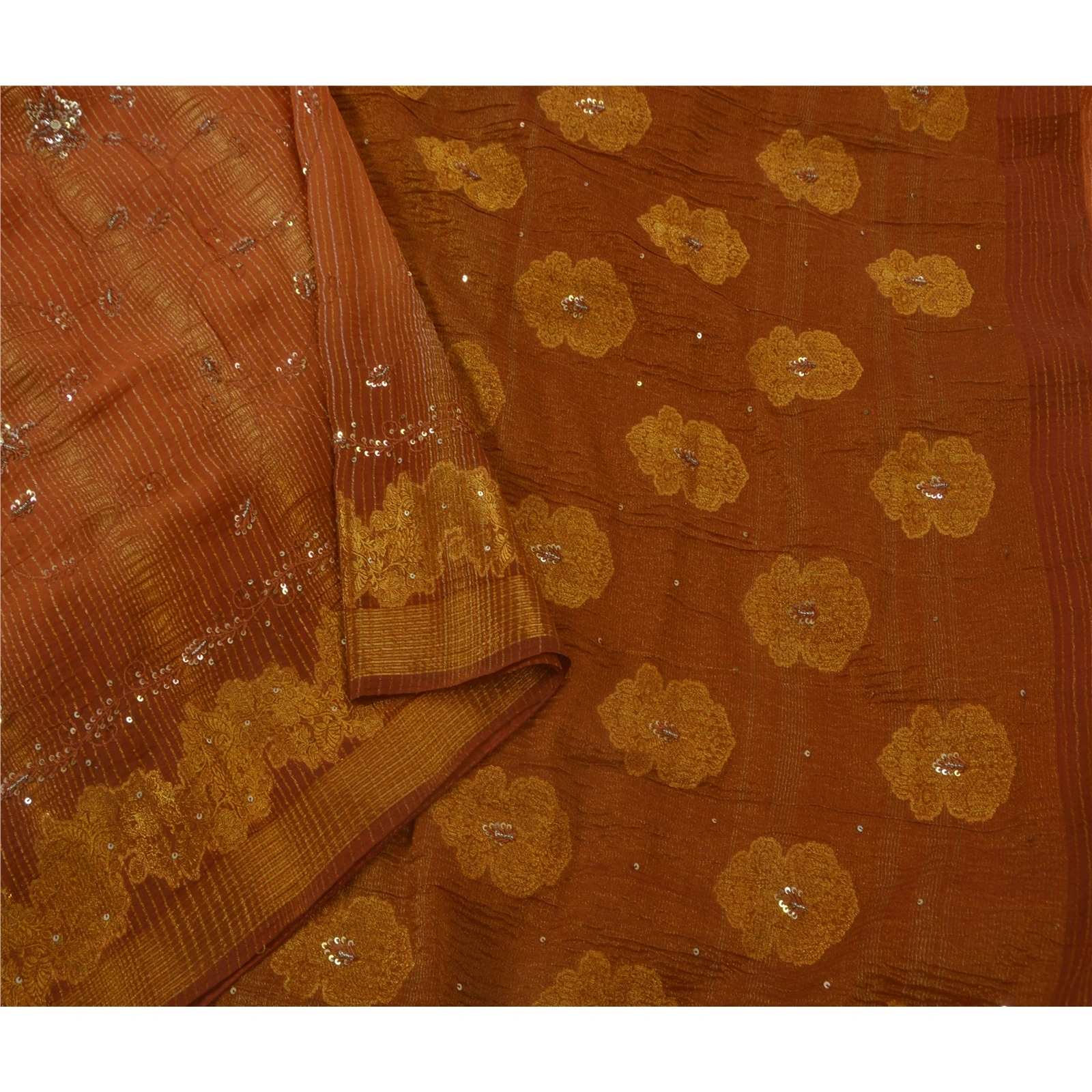 Sanskriti Vintage Orange Sarees Art Silk Hand Beaded Craft Fabric Premium Sari, PS-52323-Orange-Woven/Sequins Work-Art Silk-1