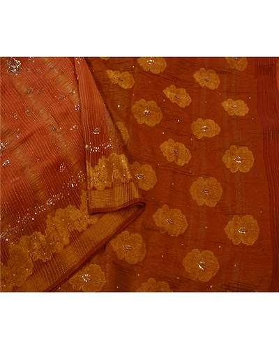 Sanskriti Vintage Orange Sarees Art Silk Hand Beaded Craft Fabric Premium Sari, PS-52323-Orange-Woven/Sequins Work-Art Silk-1