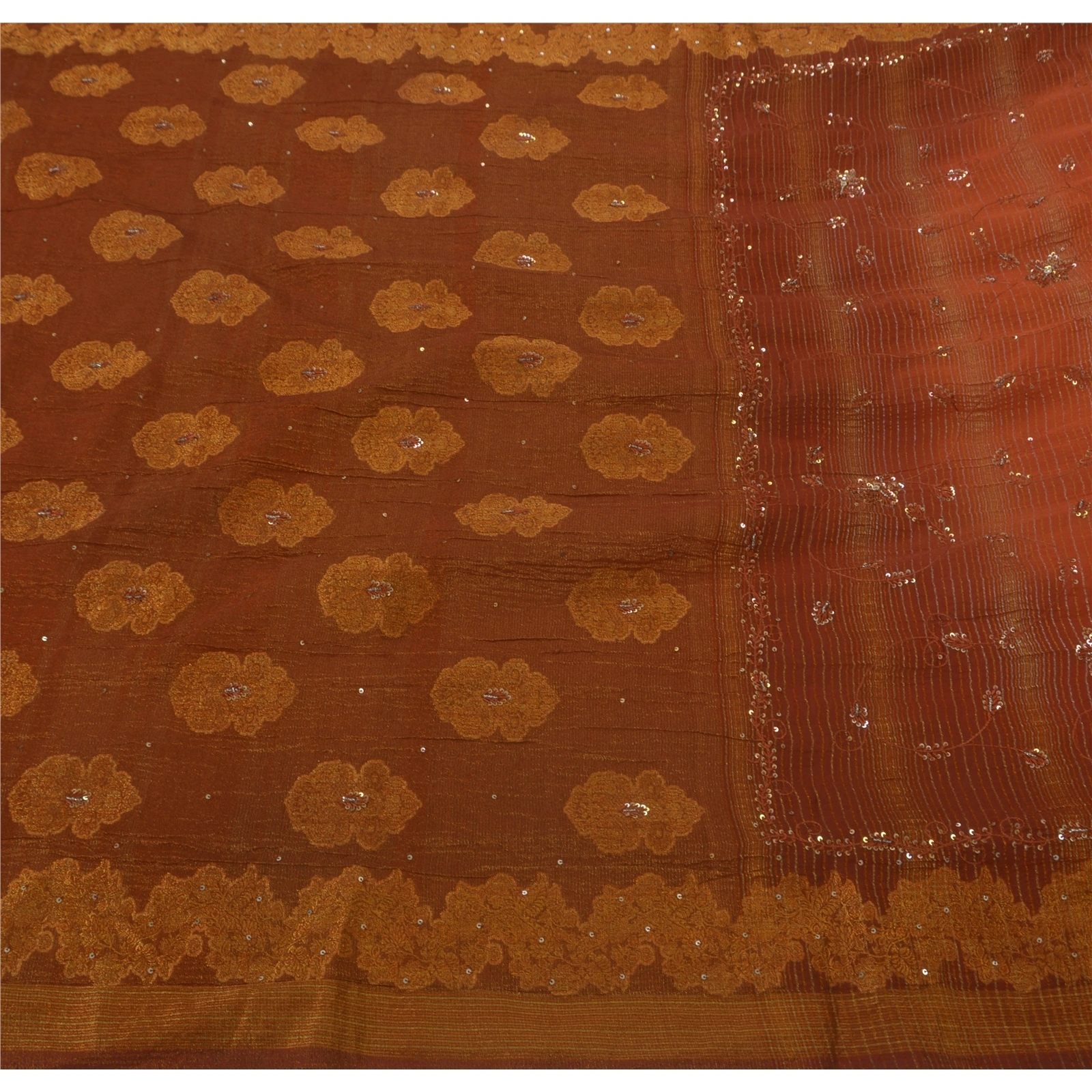 Sanskriti Vintage Orange Sarees Art Silk Hand Beaded Craft Fabric Premium Sari, PS-52323-Orange-Woven/Sequins Work-Art Silk-5