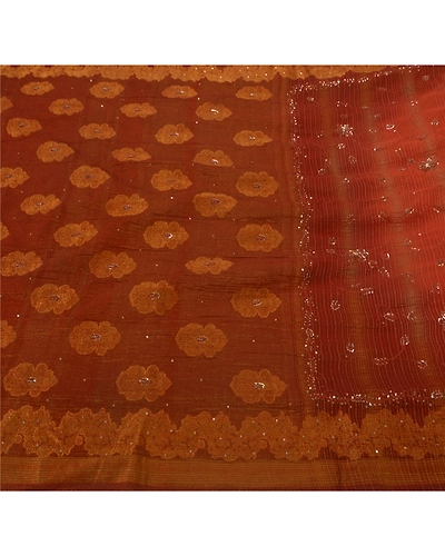 Sanskriti Vintage Orange Sarees Art Silk Hand Beaded Craft Fabric Premium Sari, PS-52323-Orange-Woven/Sequins Work-Art Silk-5