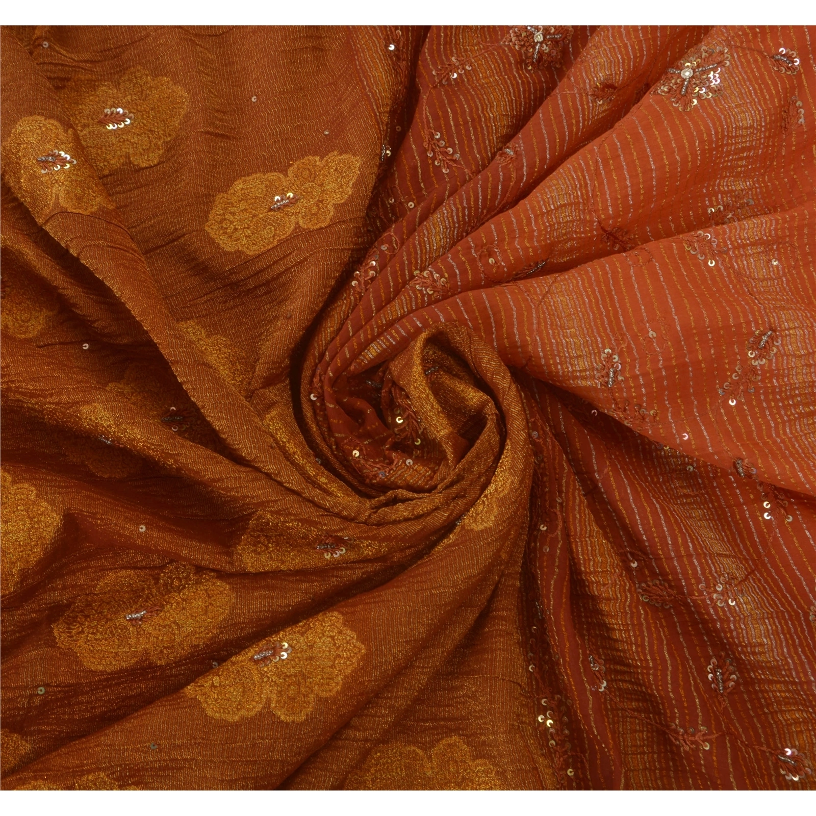 Sanskriti Vintage Orange Sarees Art Silk Hand Beaded Craft Fabric Premium Sari, PS-52323-Orange-Woven/Sequins Work-Art Silk-6