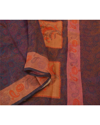 Sanskriti Vintage Purple Sarees Pure Silk Woven Craft Fabric 5 Yard Premium Sari, PS-52336-Purple-Woven Work-100% Pure Silk-1