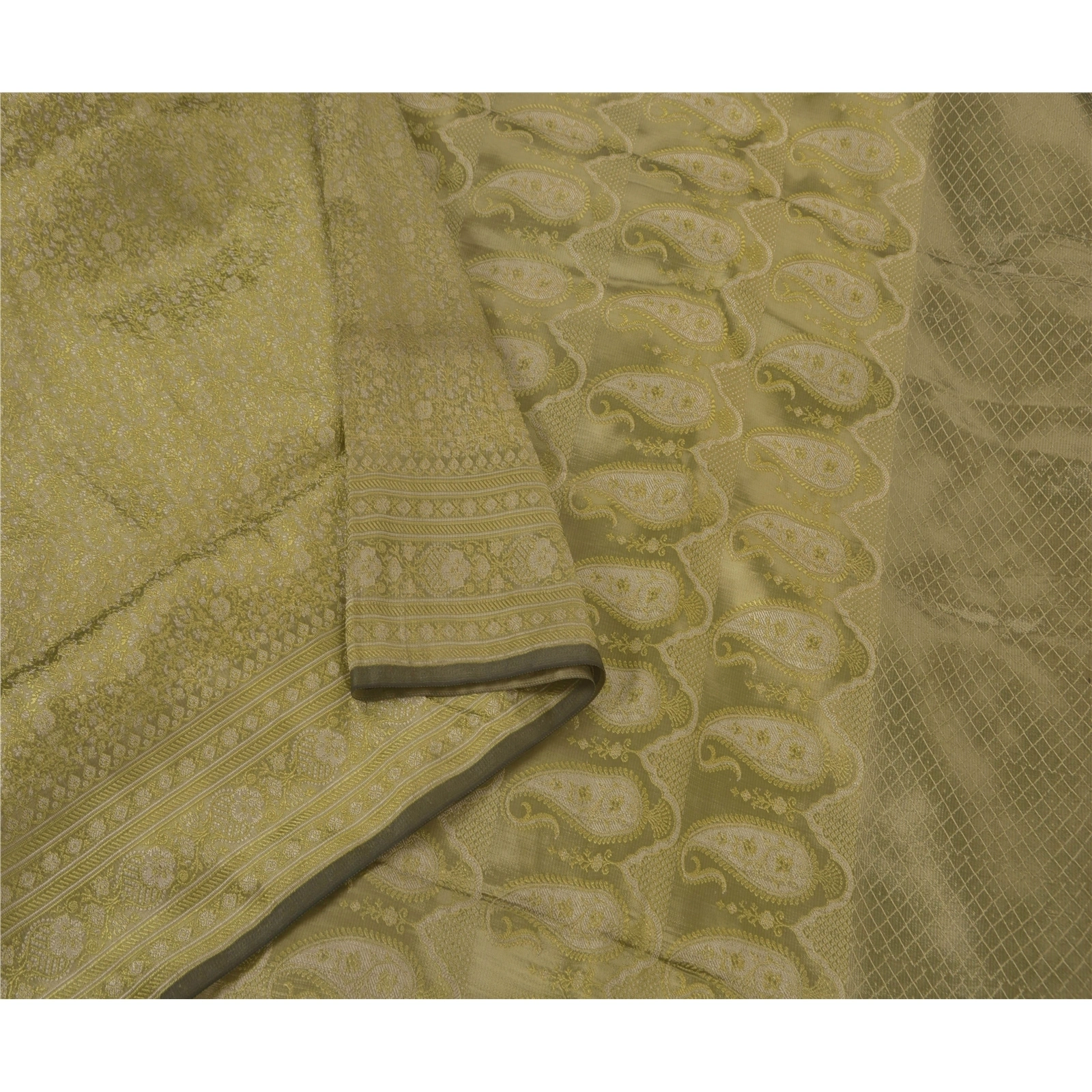 Sanskriti Vintage Green Sarees Art Silk Woven Fabric Premium Sari Blouse Piece, PS-52391-Green-Woven Work-Art Silk-1