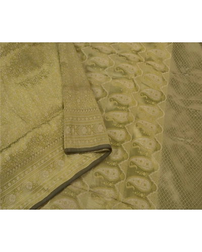 Sanskriti Vintage Green Sarees Art Silk Woven Fabric Premium Sari Blouse Piece, PS-52391-Green-Woven Work-Art Silk-1