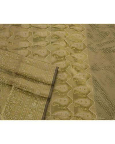 Sanskriti Vintage Green Sarees Art Silk Woven Fabric Premium Sari Blouse Piece, PS-52391-Green-Woven Work-Art Silk-2