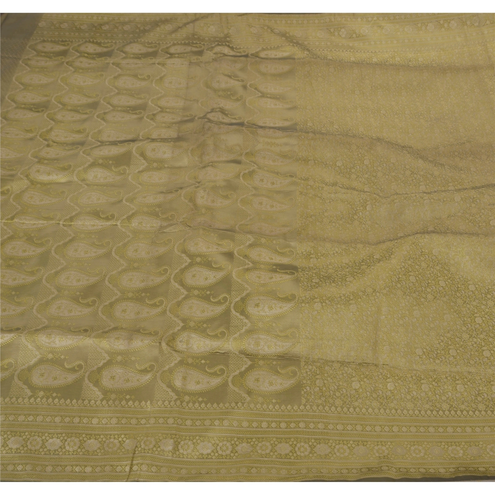 Sanskriti Vintage Green Sarees Art Silk Woven Fabric Premium Sari Blouse Piece, PS-52391-Green-Woven Work-Art Silk-5