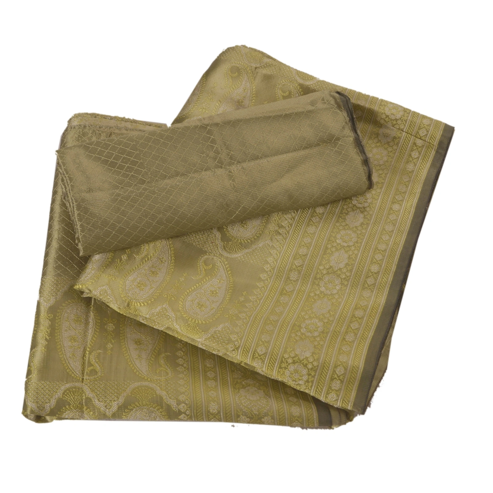 Sanskriti Vintage Green Sarees Art Silk Woven Fabric Premium Sari Blouse Piece, PS-52391-Green-Woven Work-Art Silk-8