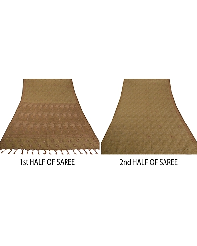 Sanskriti Vintage Green Sarees Organza Hand Bead Woven Fabric Cultural Sari, PS-52423-Green-Woven/Beads Work-Organza-4
