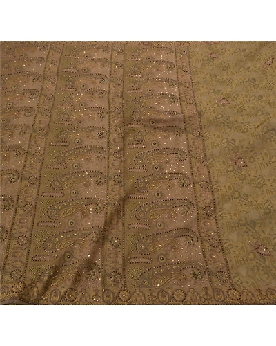 Sanskriti Vintage Green Sarees Organza Hand Bead Woven Fabric Cultural Sari, PS-52423-Green-Woven/Beads Work-Organza-5