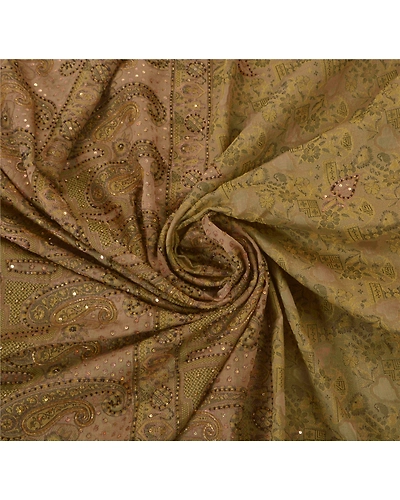 Sanskriti Vintage Green Sarees Organza Hand Bead Woven Fabric Cultural Sari, PS-52423-Green-Woven/Beads Work-Organza-6