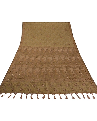Sanskriti Vintage Green Sarees Organza Hand Bead Woven Fabric Cultural Sari, PS-52423-Green-Woven/Beads Work-Organza-7