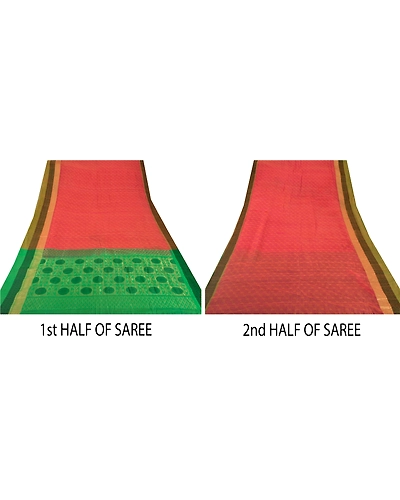 Sanskriti Vintage Peach Sarees Blend Cotton Woven Craft 5 Yd Fabric Premium Sari, PS-52567-Peach-Zari Work-Blend Cotton-4
