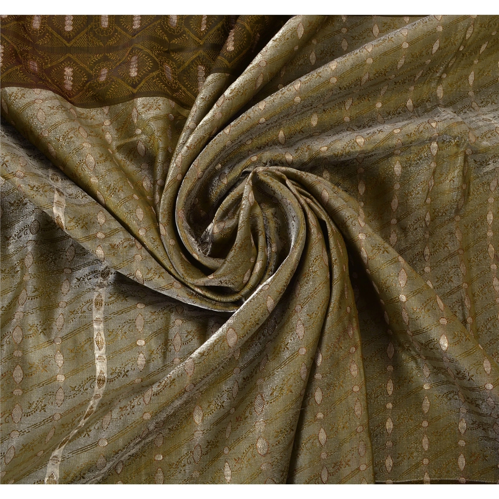 Sanskriti Vintage Green Sarees Blend Silk Woven Craft 5 Yd Fabric Premium Sari, PS-52595-Green-Woven Work-Blend Silk-6