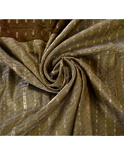 Sanskriti Vintage Green Sarees Blend Silk Woven Craft 5 Yd Fabric Premium Sari, PS-52595-Green-Woven Work-Blend Silk-6