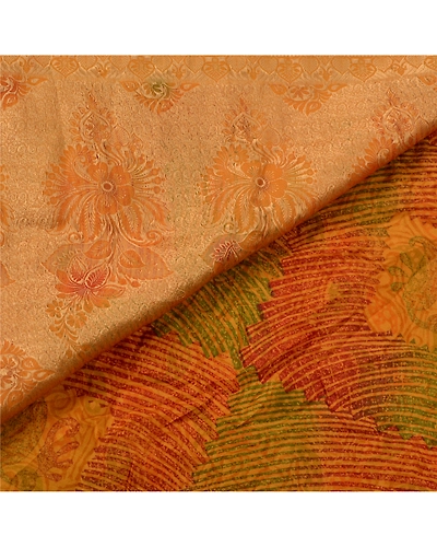 Sanskriti Vintage Indian Sari 100% Pure Silk Woven Printed Craft Fabric Sarees, PS-52655-Multi-Woven/Printed Work-100% Pure Silk-3