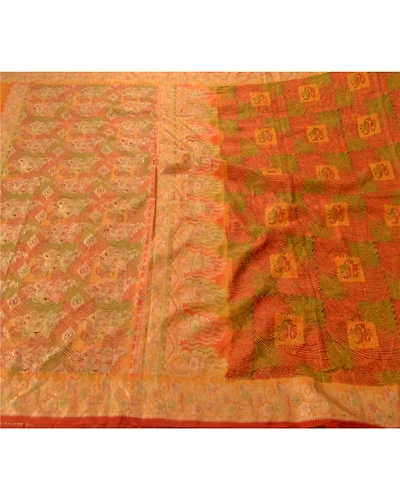 Sanskriti Vintage Indian Sari 100% Pure Silk Woven Printed Craft Fabric Sarees, PS-52655-Multi-Woven/Printed Work-100% Pure Silk-5
