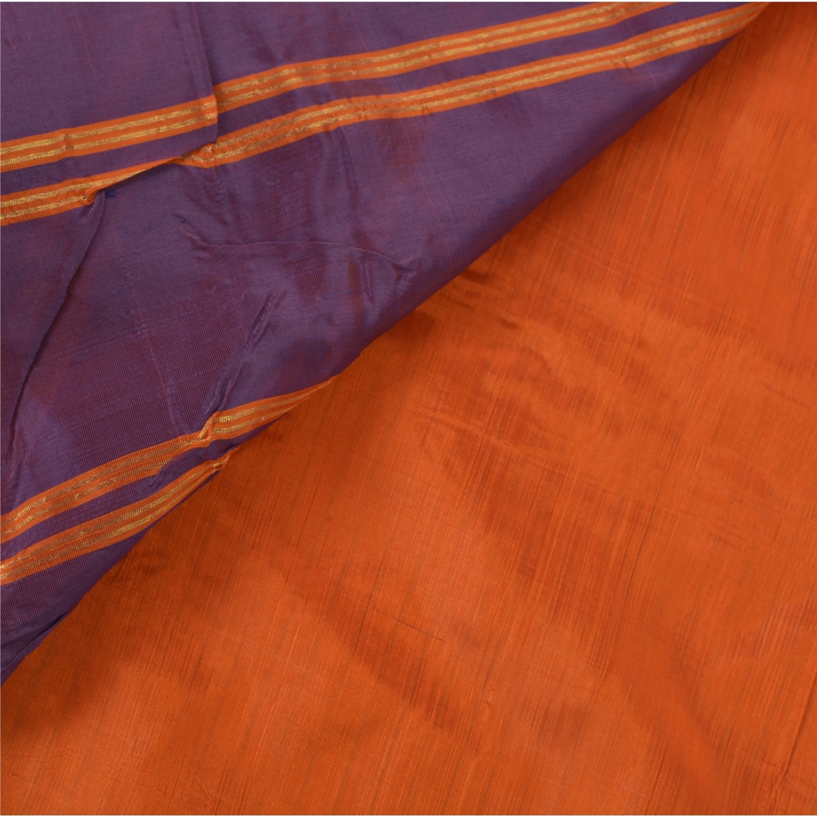 Sanskriti Vintage Orange Sarees Blend Silk Woven Craft 5 Yd Fabric Premium Sari, PS-52658-Orange-Woven Work-Blend Silk-3