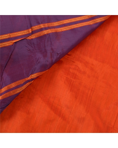 Sanskriti Vintage Orange Sarees Blend Silk Woven Craft 5 Yd Fabric Premium Sari, PS-52658-Orange-Woven Work-Blend Silk-3