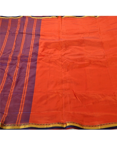 Sanskriti Vintage Orange Sarees Blend Silk Woven Craft 5 Yd Fabric Premium Sari, PS-52658-Orange-Woven Work-Blend Silk-5