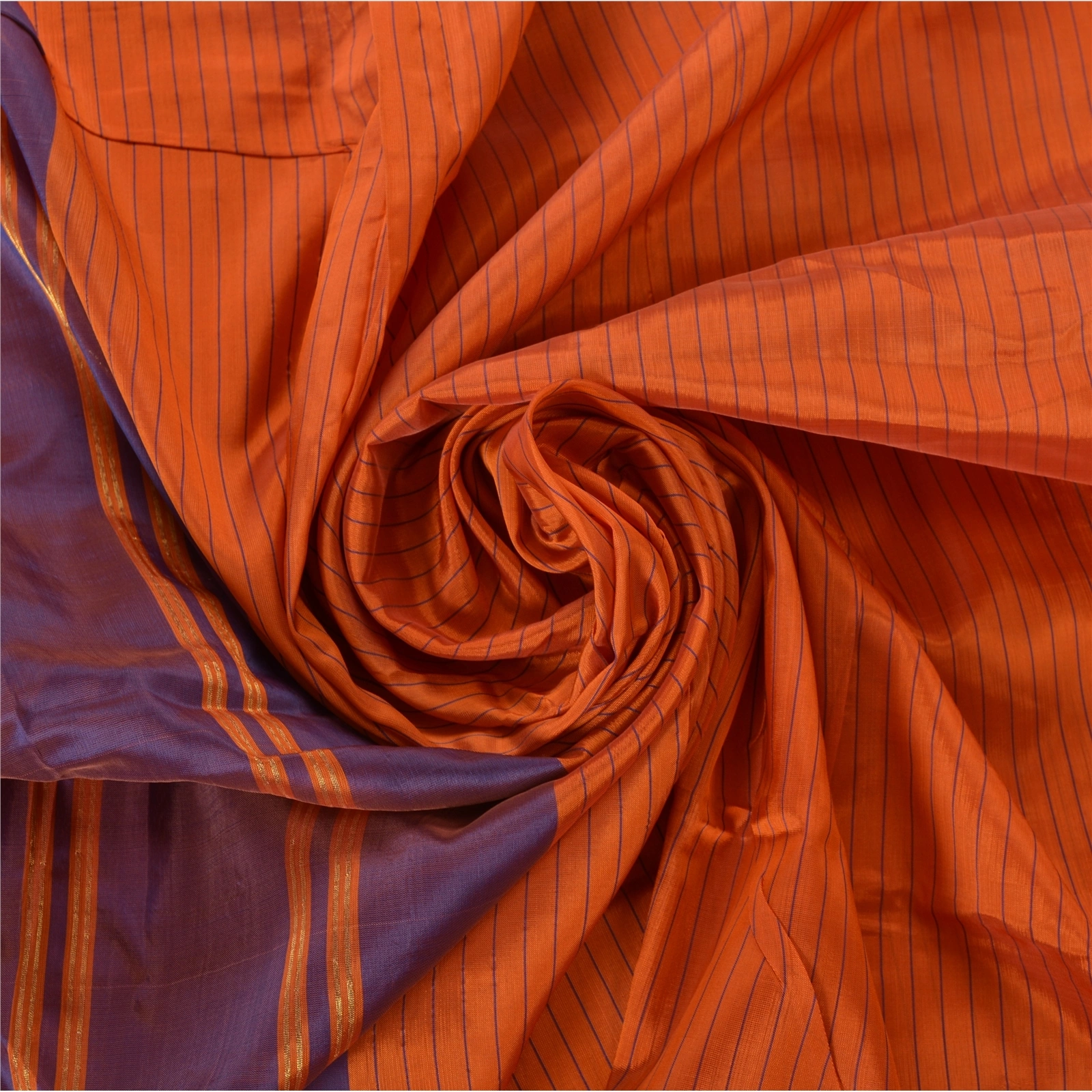 Sanskriti Vintage Orange Sarees Blend Silk Woven Craft 5 Yd Fabric Premium Sari, PS-52658-Orange-Woven Work-Blend Silk-6