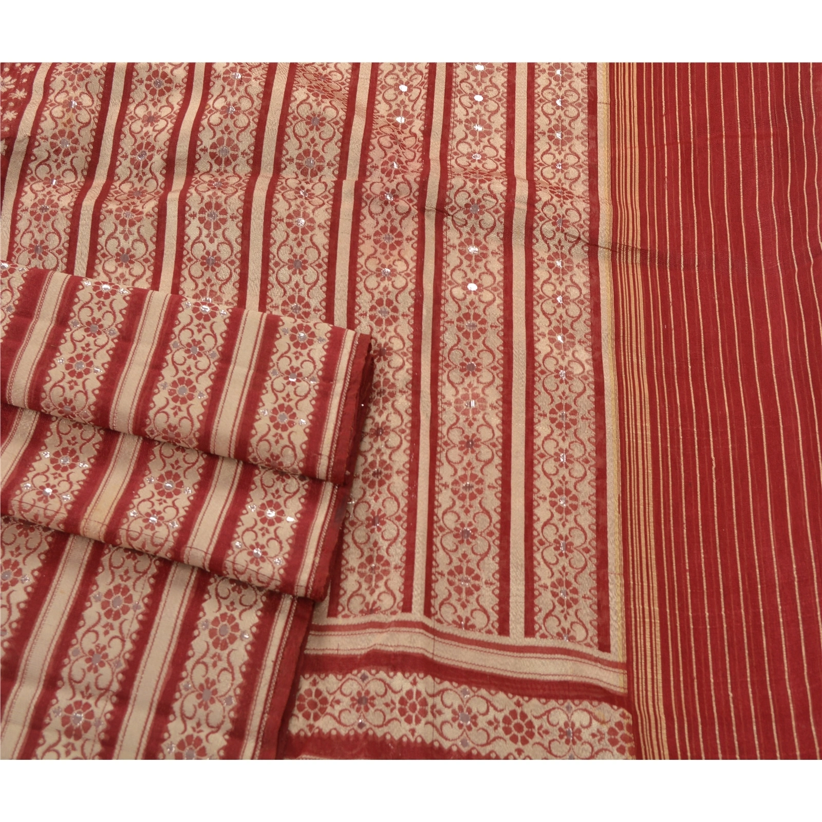 Sanskriti Vintage Dark Red Sarees Art Silk Woven Craft 5 Yd Fabric Premium Sari, PS-52664-Dark Red-Woven Work-Art Silk-2