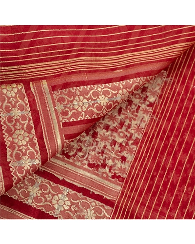 Sanskriti Vintage Dark Red Sarees Art Silk Woven Craft 5 Yd Fabric Premium Sari, PS-52664-Dark Red-Woven Work-Art Silk-3