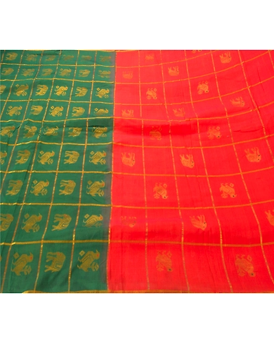 Sanskriti Vintage Orange Sarees Blend Cotton Zari Woven Fabric 5Yd Premium Sari, PS-52668-Orange-Zari Woven Work-Blend Cotton-5
