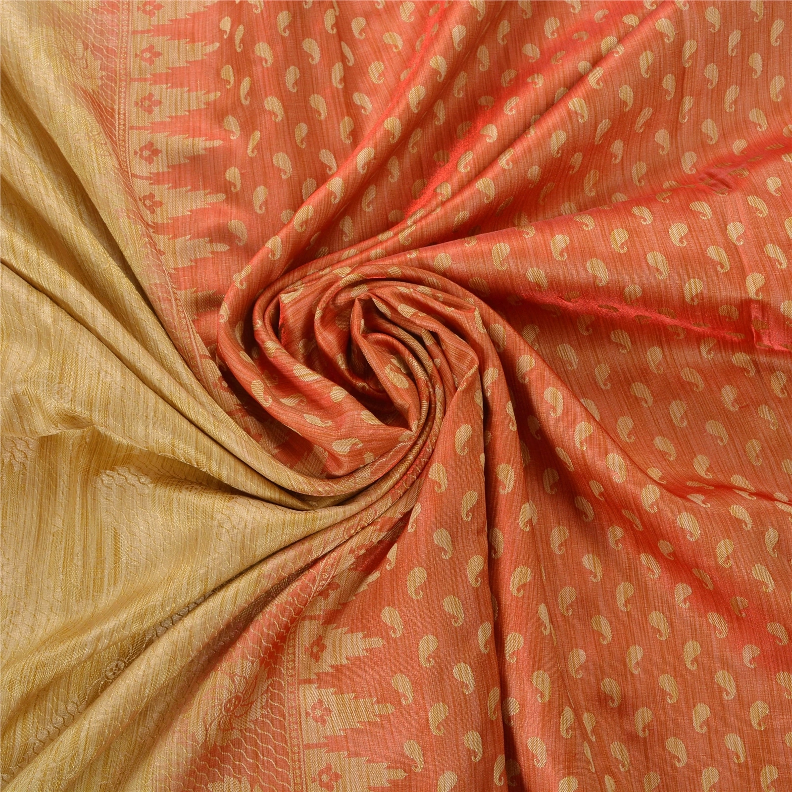 Sanskriti Vintage Peach Sarees Art Silk Woven Craft 5 Yard Fabric Premium Sari, PS-52688-Peach-Woven Work-Art Silk-6